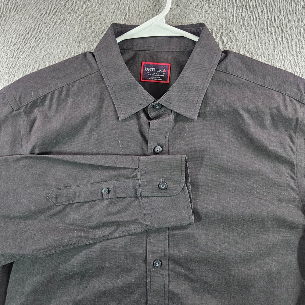UNTUCKit Black Stone Wrinkle Free Slim Fit Button Down Shirt Mens Large
